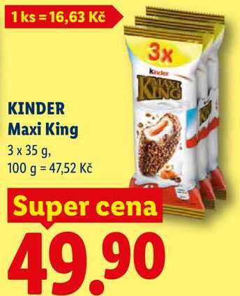KINDER Maxi King, 3x 35 g