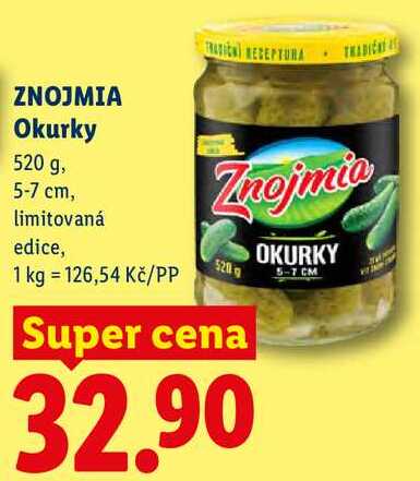 ZNOJMIA Okurky, 520 g