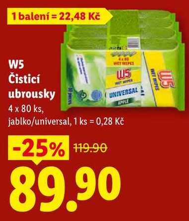 W5 Čisticí ubrousky, 4x 80 ks