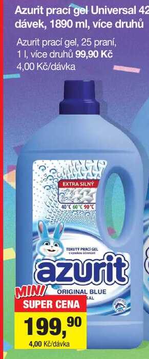 Azurit prací gel Universal 42 dávek, 1890 ml, více druhů