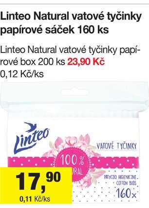 Linteo Natural vatové tyčinky papírové sáček 160 ks