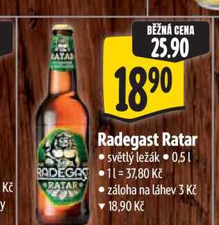  Radegast Ratar světlý ležák 0,5 l