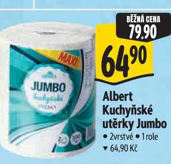 Albert Kuchyňské utěrky Jumbo 2vrstvé 1 role