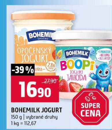 BOHEMILK JOGURT 150 g vybrané druhy 