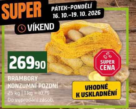 BRAMBORY KONZUMNÍ POZDNÍ 25 kg