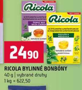 RICOLA BYLINNÉ BONBONY 40 g vybrané druhy