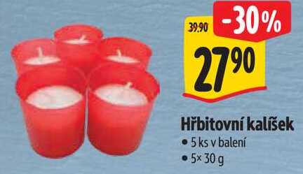 Hřbitovní kalíšek, 5x 30 g