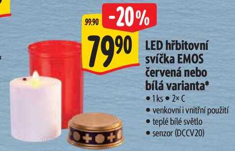 LED hřbitovní 7990 LED svíčka EMOS červená nebo bílá varianta*