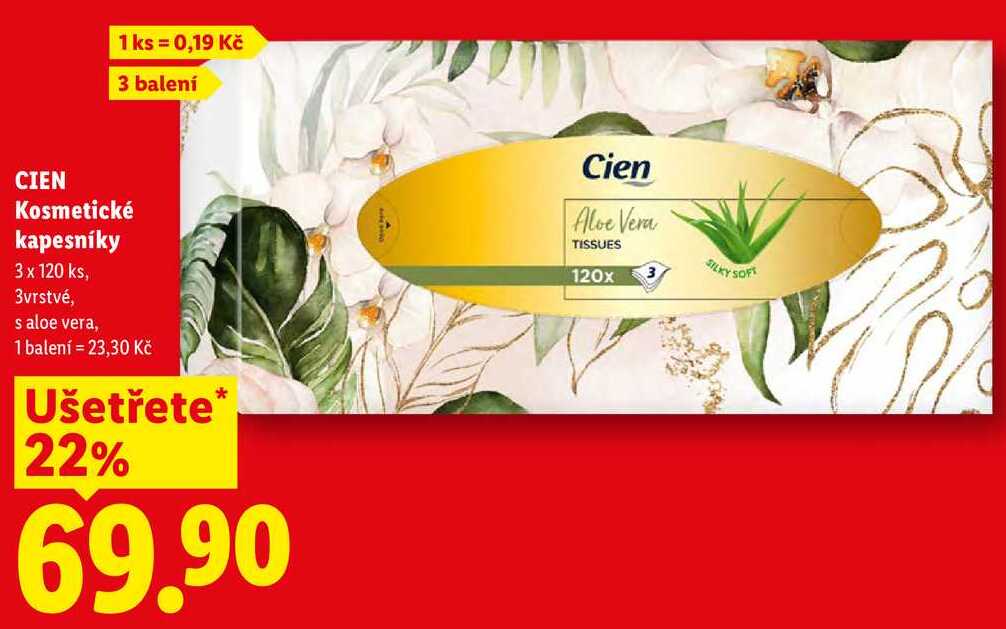 CIEN Kosmetické kapesníky, 3 x 120 ks, 3vrstvé