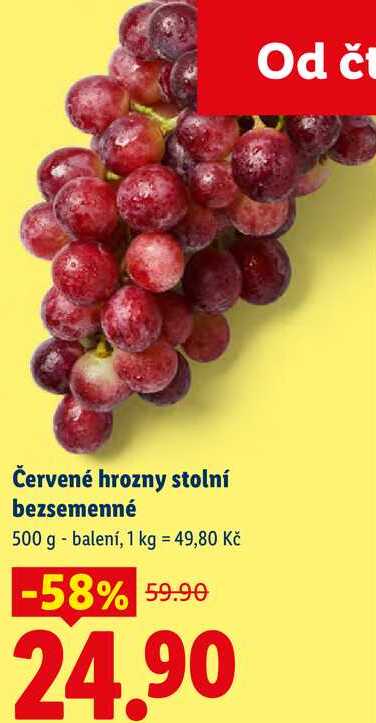 Červené hrozny stolní bezsemenné, 500 g balení