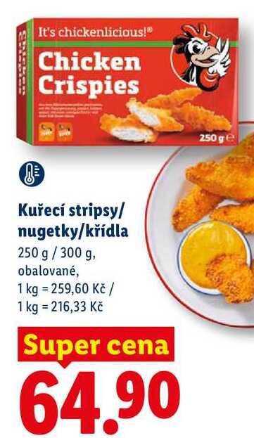 Kuřecí stripsy/ nugetky/křídla, 250 g/300 g, obalované