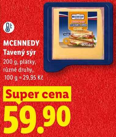 MCENNEDY Tavený sýr, 200 g, plátky