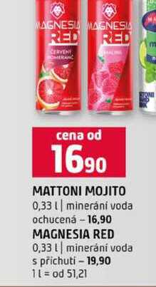 MATTONI MOJITO 0,33l minerání voda ochucená MAGNESIA RED 0,33l minerání voda s příchuti