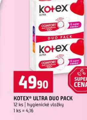 KOTEX® ULTRA DUO PACK 12 ks hygienické vložky