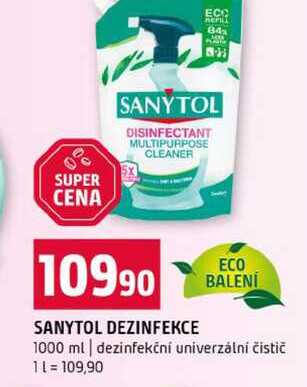 SANYTOL DEZINFEKCE 1000 ml dezinfekční univerzální čistič 