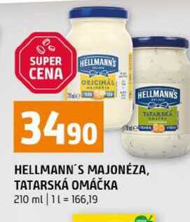 HELLMANN'S MAJONÉZA, TATARSKÁ OMÁČKA 210 ml