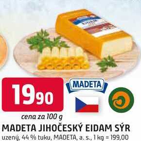 MADETA JIHOČESKÝ EIDAM SÝR uzený, 44% tuku, 100g