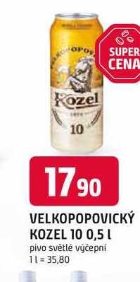 VELKOPOPOVICKÝ KOZEL 10 0,5 L pivo světlé výčepní