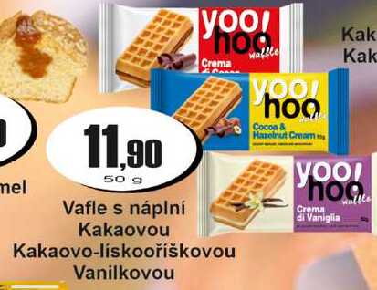 Vafle s náplní Kakaovou Kakaovo-liskooříškovou Vanilkovou 50 g