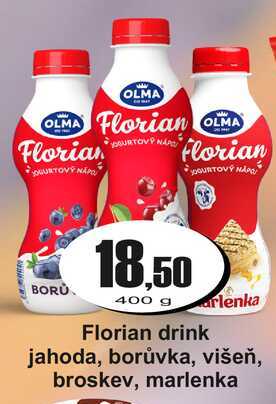 Florian drink jahoda, borůvka, višeň, broskev, marlenka 400 g