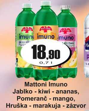 Mattoni Imuno Jablko kiwi - ananas, Pomeranč - mango, Hruška - marakuja - zázvor 0,7 L