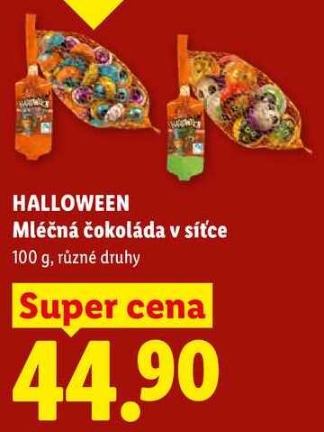 HALLOWEEN Mléčná čokoláda v síťce, 100 g