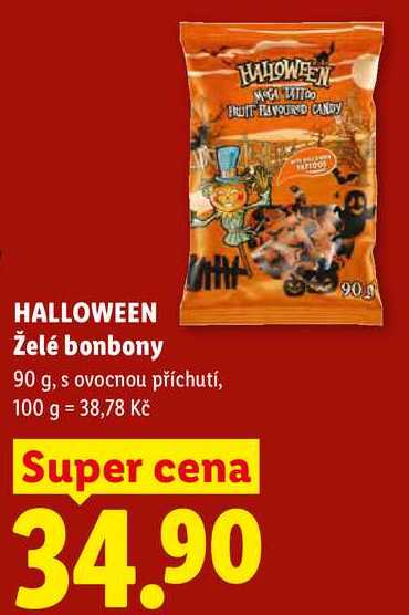 HALLOWEEN Želé bonbony, 90 g, s ovocnou příchutí