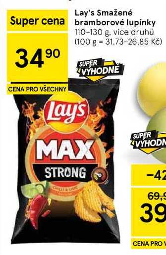 Lay's Smažené Super cena bramborové lupínky, 110-130 g 