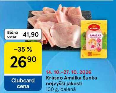 Krásno Amálka Šunka nejvyšší jakosti, 100 g, balená