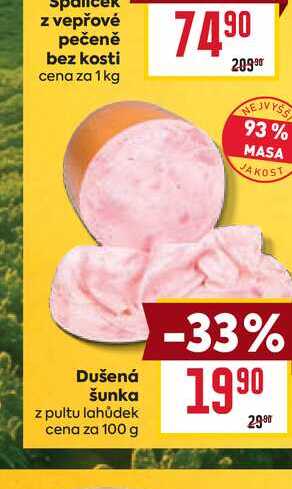 Dušená šunka z pultu lahůdek cena za 100 g