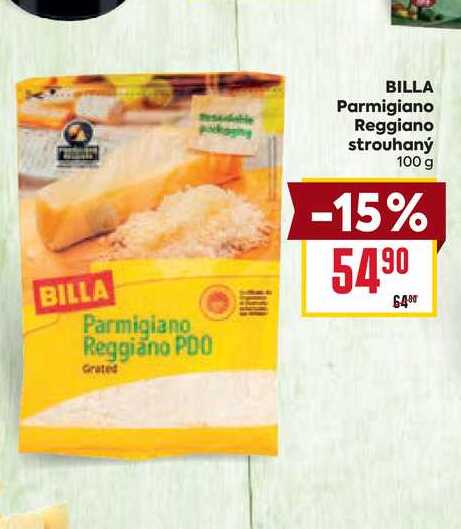 BILLA Parmigiano Reggiano strouhaný 100 g