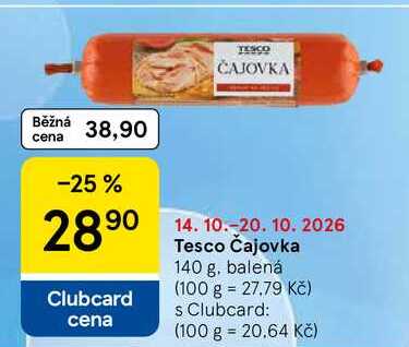 Tesco Čajovka, 140 g, balená