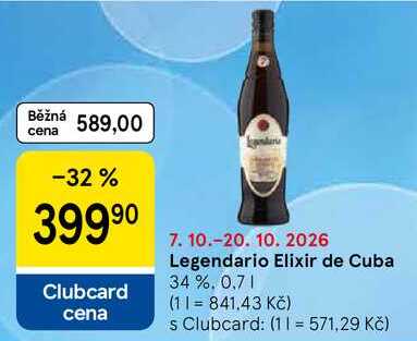 Legendario Elixir de Cuba 34 %, 0,7 l