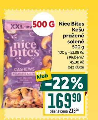Nice Bites Kešu pražené solené 500 g