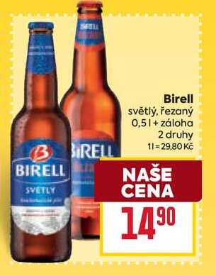 Birell světlý, řezaný 0,5l