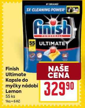 Finish Ultimate Kapsle do myčky nádobí Lemon 55 ks