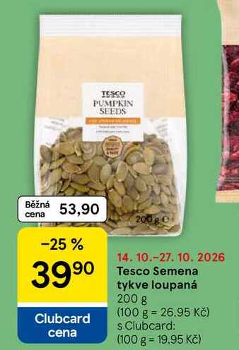 Tesco Semena tykve loupaná, 200 g  