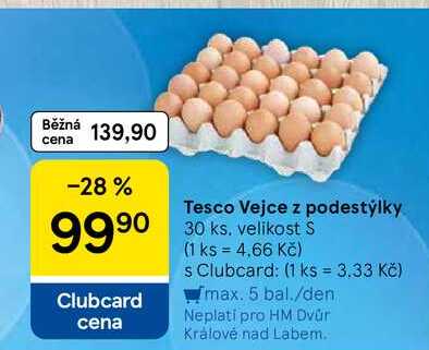 Tesco Vejce z podestýlky, 30 ks. velikost S