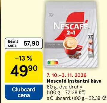 Nescafé Instantní káva, 80 g 