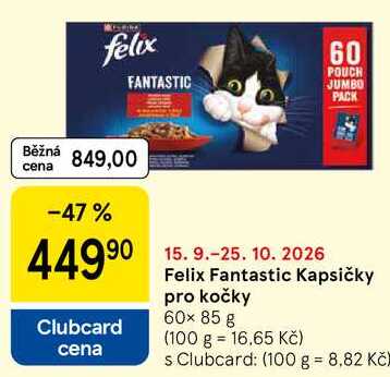 Felix Fantastic Kapsičky pro kočky, 60× 85 g