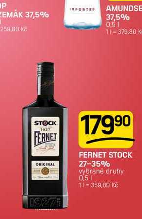FERNET STOCK 27-35% vybrané druhy 0,5l