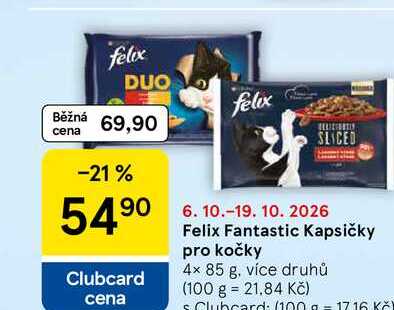 Felix Fantastic Kapsičky pro kočky, 4x 85 g, více druhů