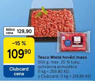 Tesco Mleté hovězí maso, 500 g, max. 20 % tuku