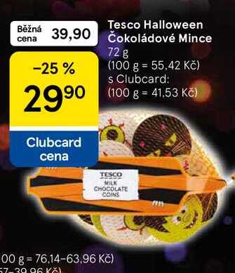 Tesco Halloween Čokoládové Mince, 72 g