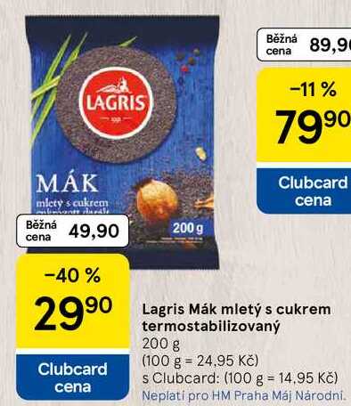 Lagris Mák mletý s cukrem termostabilizovaný, 200 g  