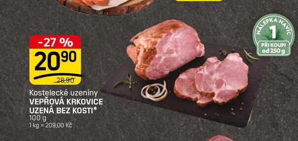 VEPŘOVÁ KRKOVICE UZENÁ BEZ KOSTI* 100 g