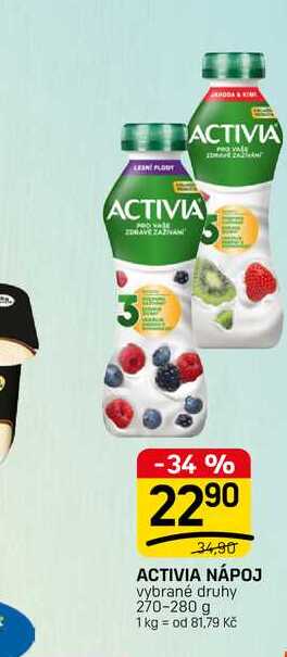 ACTIVIA NÁPOJ vybrané druhy 270-280 g 