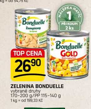 ZELENINA BONDUELLE vybrané druhy 170-200 g/PP 115-140 g 