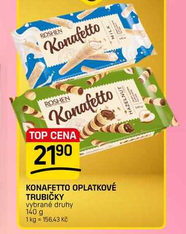 KONAFETTO OPLATKOVÉ TRUBIČKY vybrané druhy 140 g