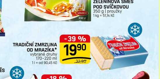 TRADIČNÍ ZMRZLINA OD MRAZÍKA vybrané druhy 170-220ml
